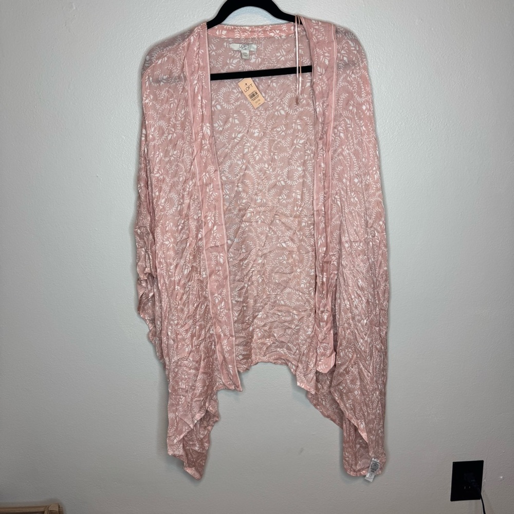NWT LOFT WOMENS KIMONO OPEN CARDIGAN PINK LIGHTWEIGHT FLORAL PRINT
